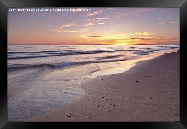 Beach Welcoming Twilight  Framed Print by Angelo DeVal