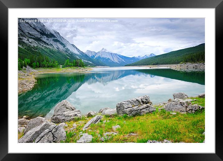 Mountain lake in Jasper National Park Framed Mounted Print by ELENA ELISSEEVA