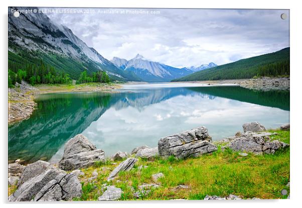 Mountain lake in Jasper National Park Acrylic by ELENA ELISSEEVA
