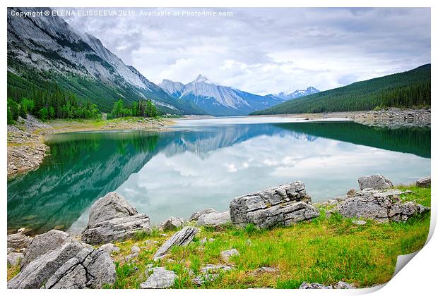 Mountain lake in Jasper National Park Print by ELENA ELISSEEVA