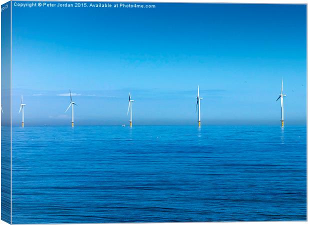 Wind Farm Calm Sea Canvas Print by Peter Jordan