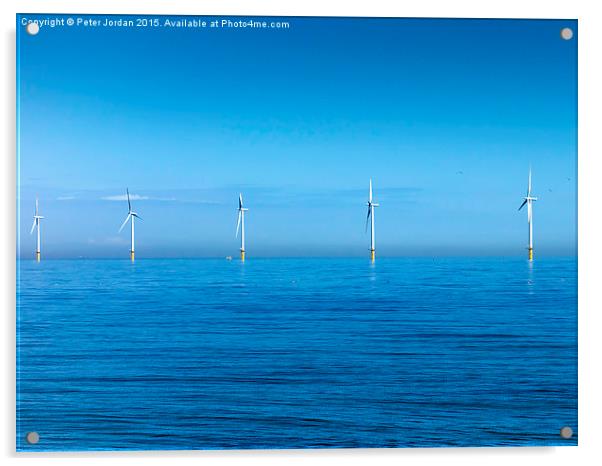 Wind Farm Calm Sea Acrylic by Peter Jordan