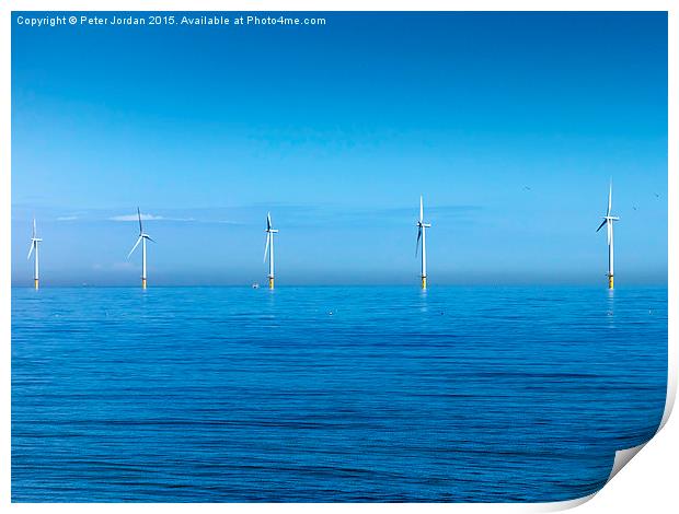 Wind Farm Calm Sea Print by Peter Jordan