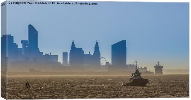 Misty Mersey Morning Canvas Print by Paul Madden