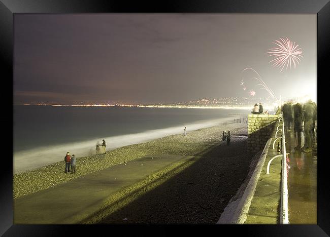 2009 - 2010 New Years Eve fireworks in Nice Framed Print by Ian Middleton