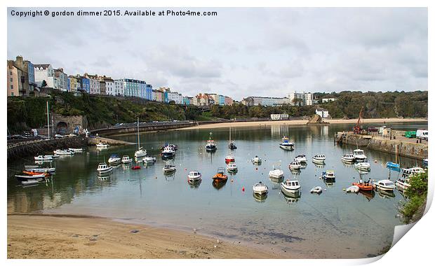  A Reverse View of Tenby Harbour Print by Gordon Dimmer