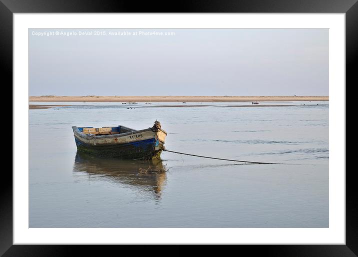 Fishing boat and low tide  Framed Mounted Print by Angelo DeVal