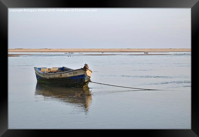 Fishing boat and low tide  Framed Print by Angelo DeVal