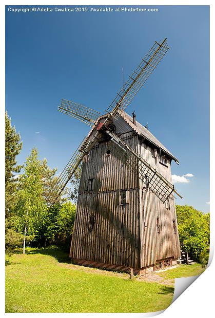 Old wooden windmill building Print by Arletta Cwalina