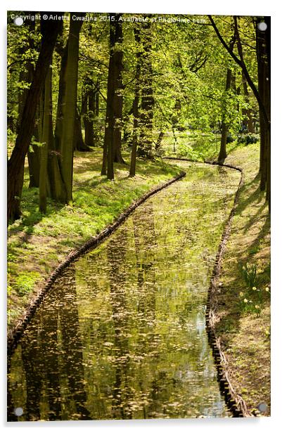 Vibrant green spring pond Acrylic by Arletta Cwalina