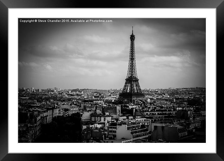 Eiffel Tower from the Roof of the Arc de Triomphe Framed Mounted Print by Steve Chandler