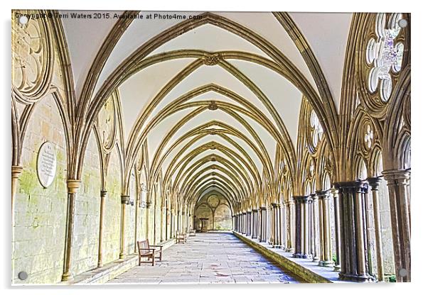 Salisbury Cathedral Cloister HDR Acrylic by Terri Waters