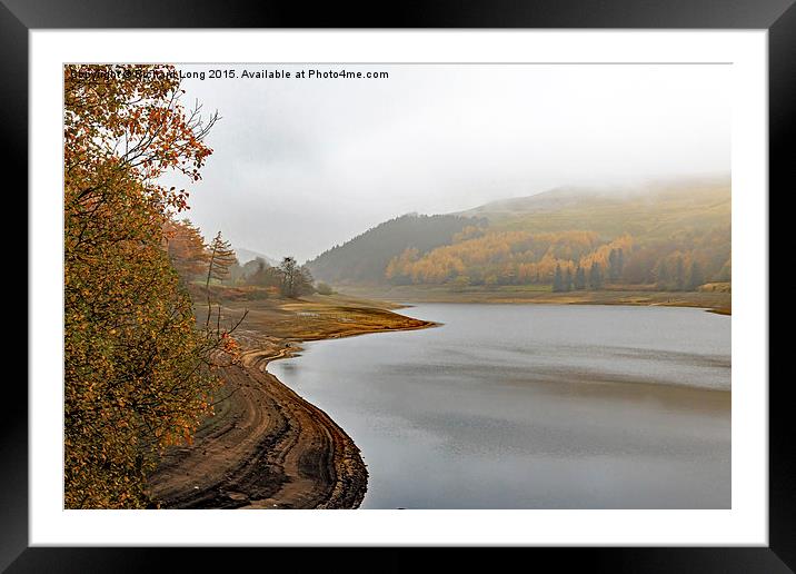  Misty Autumn and low water at the Derwent Dam Framed Mounted Print by Richard Long
