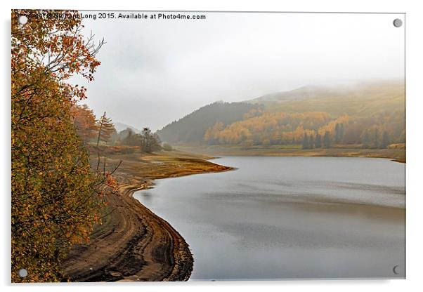  Misty Autumn and low water at the Derwent Dam Acrylic by Richard Long