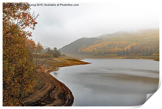  Misty Autumn and low water at the Derwent Dam Print by Richard Long