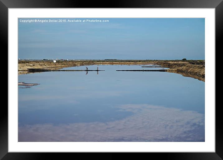 Salt Evaporation Pond and Workers  Framed Mounted Print by Angelo DeVal