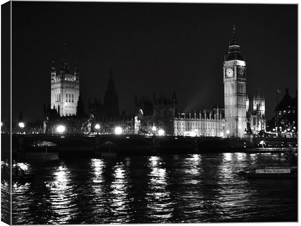  Palace of Westminster at night Canvas Print by Simon Hackett