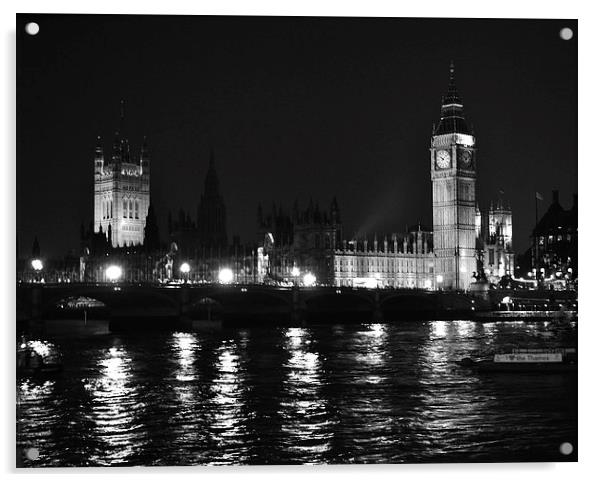  Palace of Westminster at night Acrylic by Simon Hackett