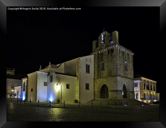 Se Church at night in Faro  Framed Print by Angelo DeVal