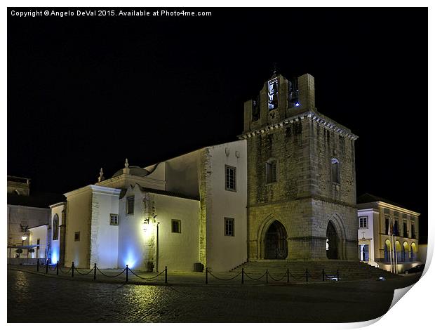 Se Church at night in Faro  Print by Angelo DeVal