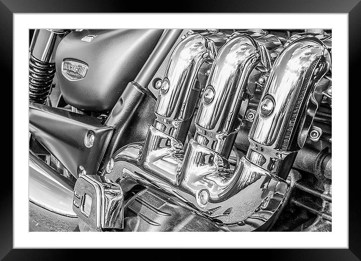   Triumph Rocket III motorbike in black and white Framed Mounted Print by Amanda Sims
