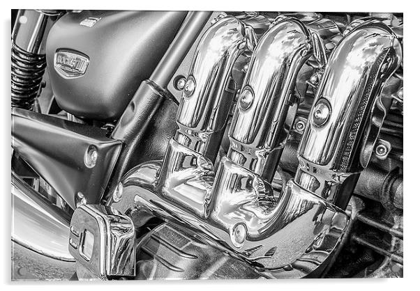   Triumph Rocket III motorbike in black and white Acrylic by Amanda Sims