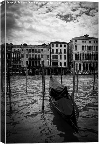 Gondola on Venice Canal Canvas Print by Steve Chandler