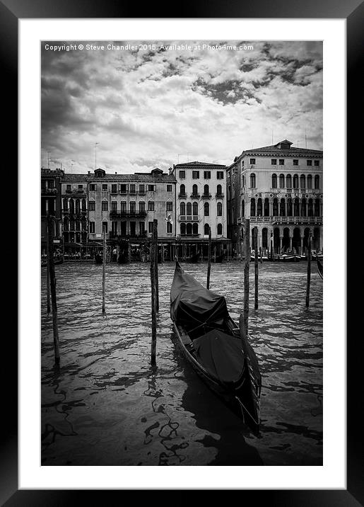 Gondola on Venice Canal Framed Mounted Print by Steve Chandler