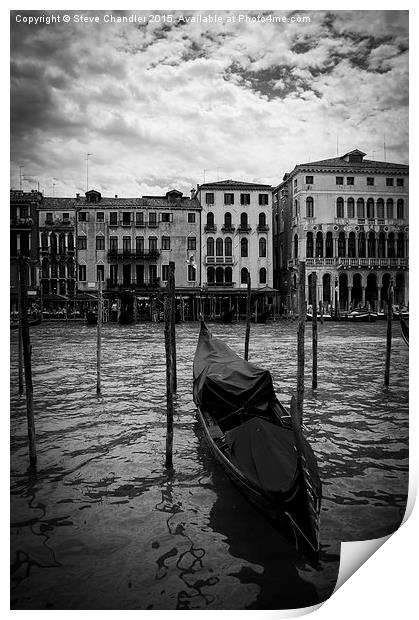 Gondola on Venice Canal Print by Steve Chandler