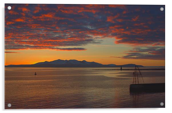 sunset over arran Acrylic by Tommy Reilly