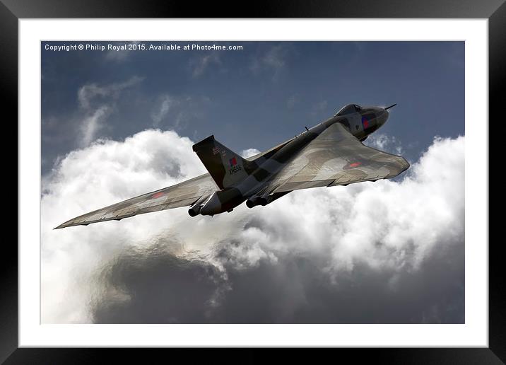 Avro Vulcan power climb and whine - XH558  Framed Mounted Print by Philip Royal