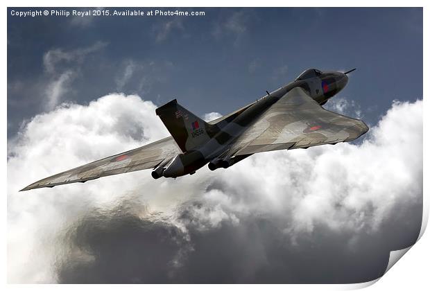 Avro Vulcan power climb and whine - XH558  Print by Philip Royal