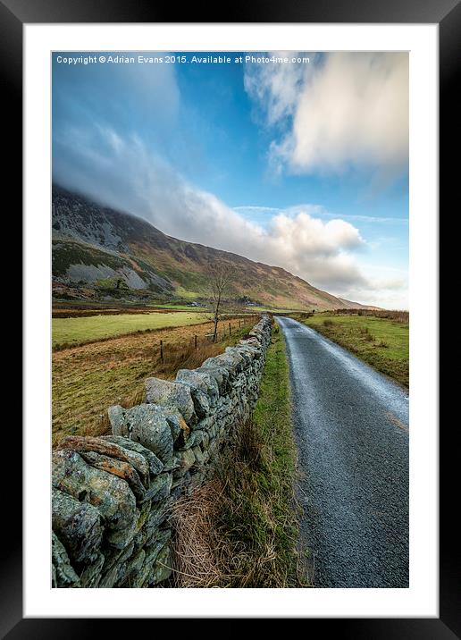 Road to Winter Nant Ffrancon Wales Framed Mounted Print by Adrian Evans