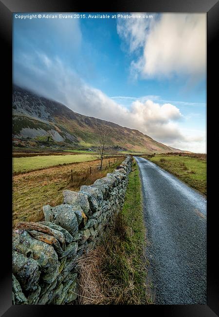 Road to Winter Nant Ffrancon Wales Framed Print by Adrian Evans