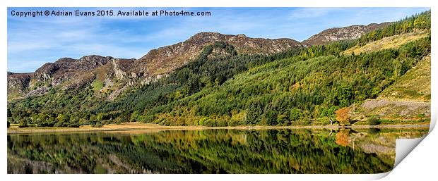 Mountain Reflections Crafnant Lake  Print by Adrian Evans