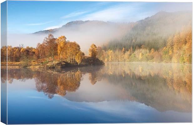  Autumn Mist in the Tummel Valley Canvas Print by Stephen Taylor