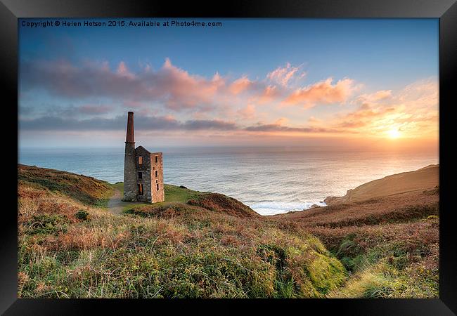 Sunset at Rinsey Head Framed Print by Helen Hotson