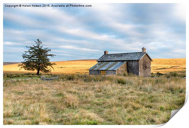Lonely Cottage on the Moors Print by Helen Hotson