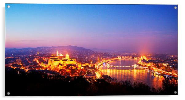  Budapest City Lights Acrylic by Rachael Hood