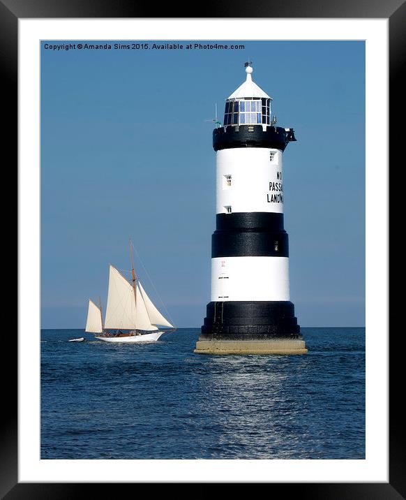  Trwyn Du Lighthouse Framed Mounted Print by Amanda Sims