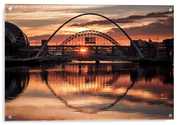 Sunset over the River Tyne Acrylic by Ray Pritchard