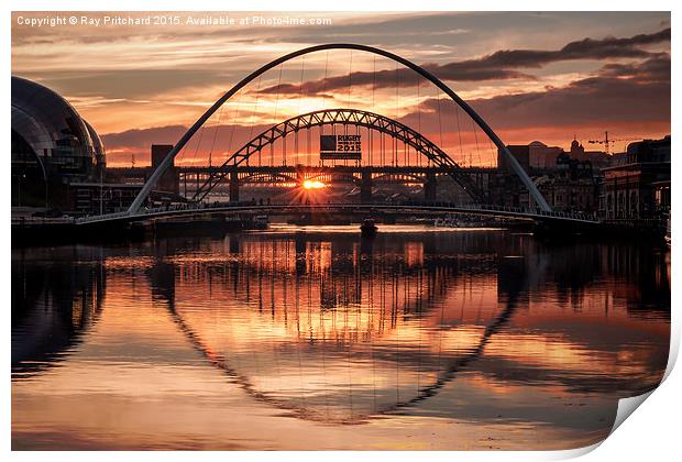 Sunset over the River Tyne Print by Ray Pritchard