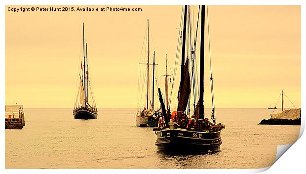 Luggers Heading Out To Sea  Print by Peter F Hunt