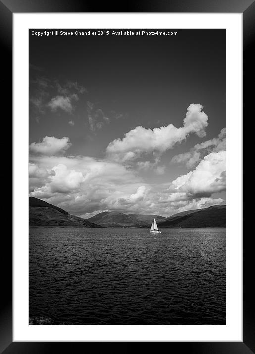  White Sail, Dark Water Framed Mounted Print by Steve Chandler