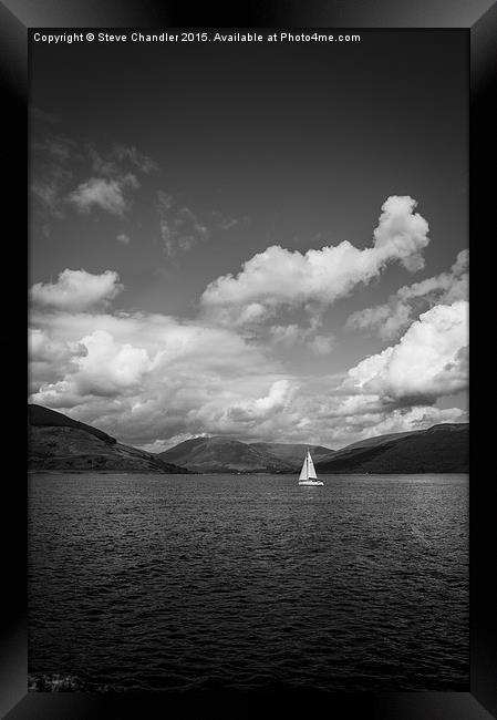  White Sail, Dark Water Framed Print by Steve Chandler