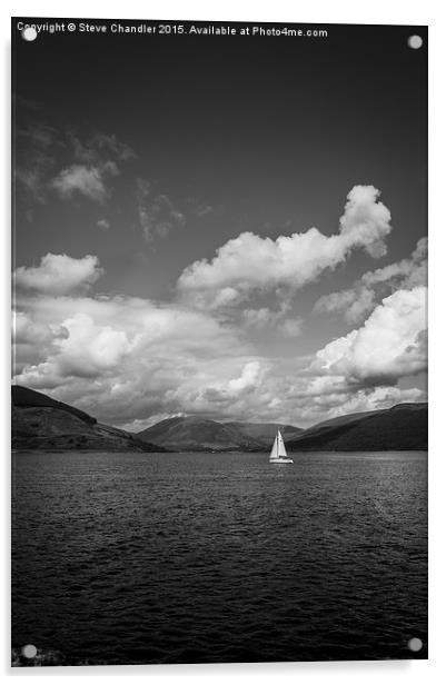  White Sail, Dark Water Acrylic by Steve Chandler