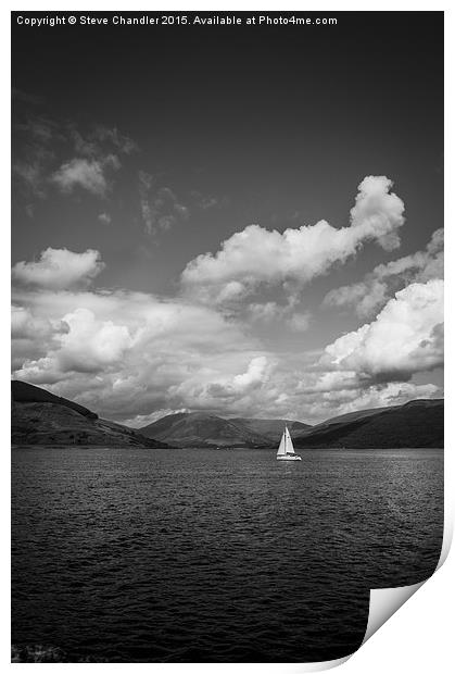  White Sail, Dark Water Print by Steve Chandler