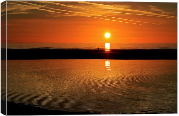  Calm Evening Rippled Waters Sunset Canvas Print by David Chennell