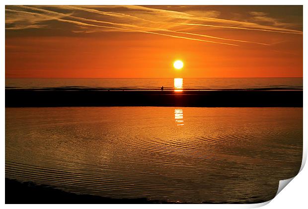  Calm Evening Rippled Waters Sunset Print by David Chennell