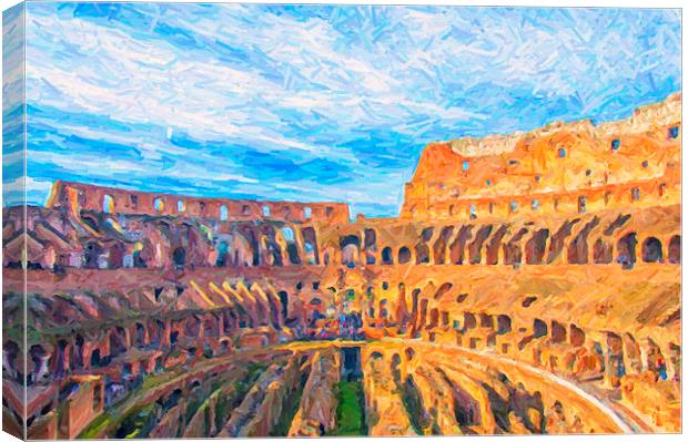 Rome Colosseum Digital Painting Canvas Print by Antony McAulay